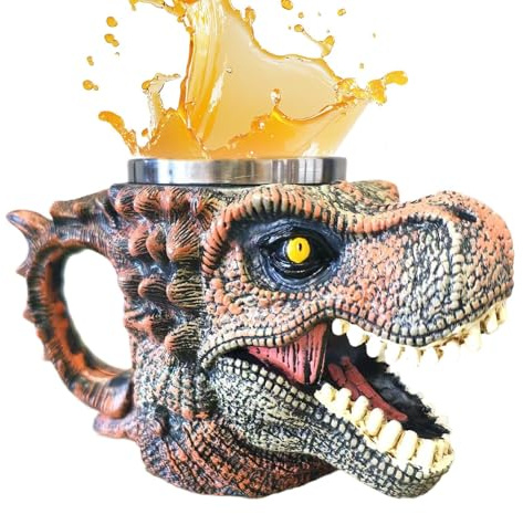 Qizeroty Tasse À Café De Dinosaure 3D, Crâne De Dinosaure, Figurine D'animal, Tasse À Thé Au Lait, Mug Gothique Antidérapante En Acier Inoxydable, Cadeau D'anniversaire Et De Noël Pour Amis De