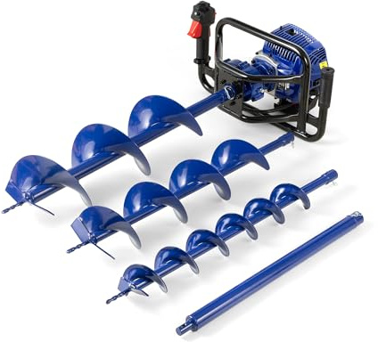 Petrol Earth Auger Fence Post Hole Borer 52cc + Three Drill Bits (100, 150, 200mm) + Extension 60cm