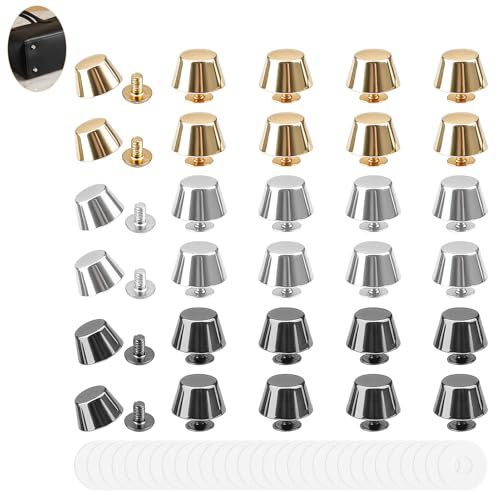 30Pcs Taschenfüße Bodennägel für Taschen, Runde Nieten Taschenfüße, Bodennägel für Taschen, DIY Leder Zubehör Set mit Transparente Unterlegscheibe für Taschen Kleidung Gürtel Schuh 12x8mm