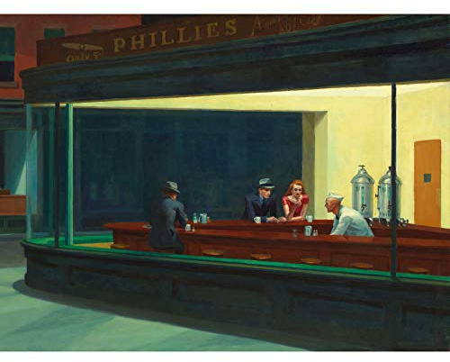 Fine Art Prints Edward Hopper Nighthawks ikonisches Gemälde, großes Wandkunst-Poster, Druck, dickes Papier, 45,7 x 61 cm, für Wohnzimmer