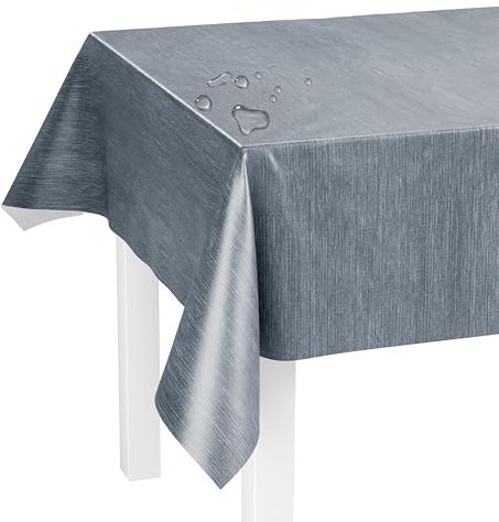 LILENO HOME Tischdecke abwaschbar als Meterware 240x140cm (Schnittkante) in Leinen Anthrazit Motiv - Wachstuchtischdecke wasserabweisend ideal als Tischtuch o. Tischläufer für Bierzeltgarnitur