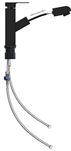 vidaXL Waschbeckenarmatur mit Herausziehbarer Brause Wasserhahn Bad Waschtischarmatur Mischbatterie Waschbecken Armatur Badezimmer Schwarz 157x172mm