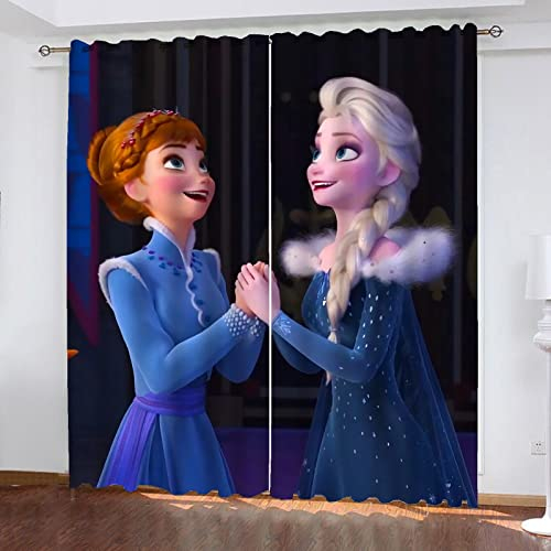 SMNVCKJ Anime ELSA Verdunkelungsvorhang Wasserdichter Stoff Gardinen Für Kinderzimmer, 3D-Digitaldruck 100% Polyester (2,150 × 166CM)