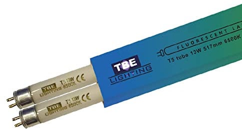 TBE LIGHTING Lampade fluorescenti T5 da 13 W, 517 mm, lampadine CFL, attacco G5 a 2 pin, T5 ad alta efficienza, luce bianca 6500 K (confezione da 2)