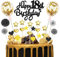 Deko 18. Geburtstag Junge Schwarz Gold Tortendeko Glitzer Happy 18th Birthday Cake Topper für 18 Jahre Alt Geburtstagsparty Kuchen Kuchendeckel Cupake Topper Party Dekoration