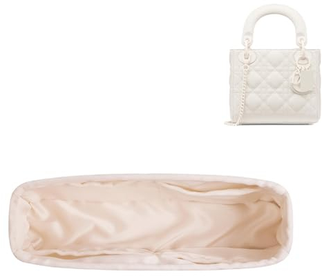 DGAZ Handtasche Tasche Organizer, Seide Tasche Innentasche für Lady Dior, Seidige Berührung Taschenorganizer Shaper Einsatz (Craie, Lady Dior Medium)