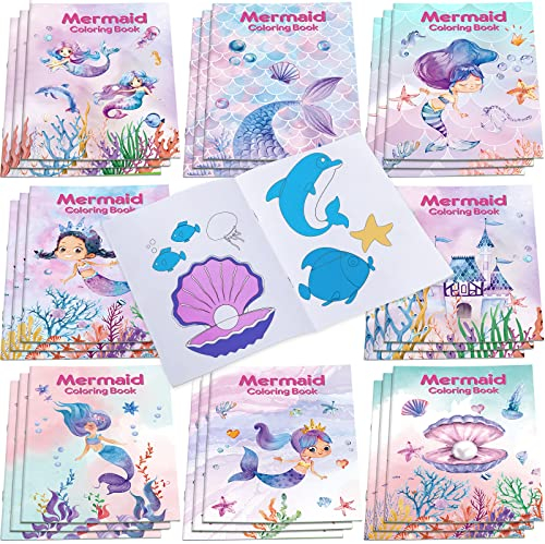 Faccito 24 Stück Meerjungfrau Malbücher Unterwasser Mini Malbuch Set Meerestiere Ausmalbücher für Kinder Kritzelbuch für Kleinkinder Mädchen Party Mitgebsel Klassenzimmer Malen Geschenke
