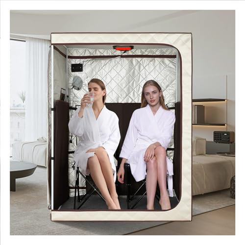 2 Person Portable Full Spectrum Infrared Sauna, Full Size Large Space Spa Tent with Remote Control,1600W Fast Heating, Foldable Chairs & LED Therapy Light, Home Spa for Relaxation (47.2x35.4x63)