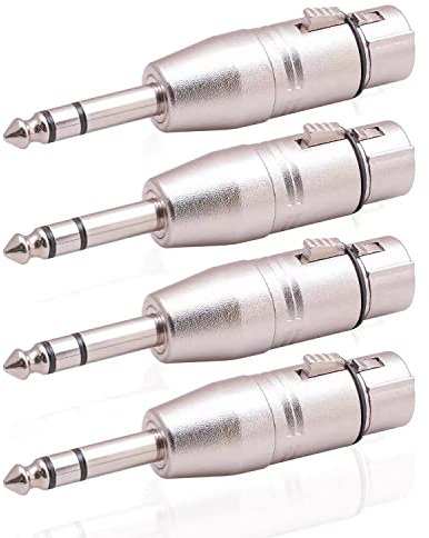 Smithok Paquete de 4 adaptadores XLR hembra a TRS de 1/4 pulgadas, XLR hembra equilibrado a adaptadores macho de 6,35 mm