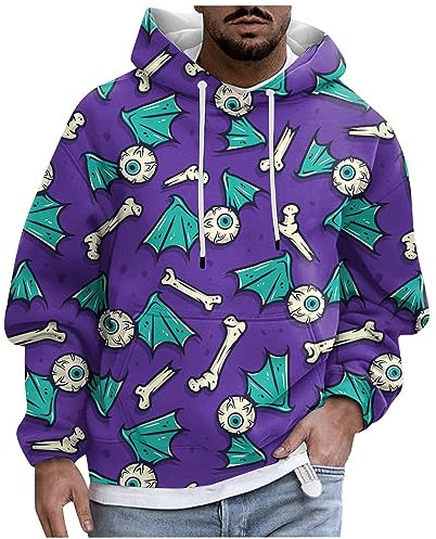 KONG JIMFAN Hoodie Herren Pullover Herren Fahrrad Jacke Für Herren Hoodie Weste Herren The Gym Hoodie Hoodie Hemd Unter Pulli Anime Tshirt Anzug Herren Blau Plüsch Pullover(Lila,M)
