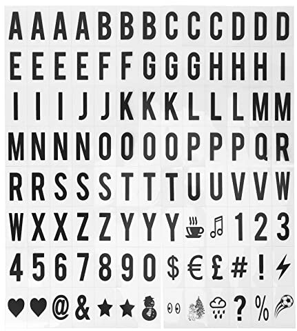 Jiklophg 104 Stück Buchstaben und Nummern Ersatz für Cinematographic Lightbox Schwarz für A4 Light Up Letter Box Sign Message Board 65,4X35Mm (LED Light Box ist NICHT enthalten) (Color : Black)