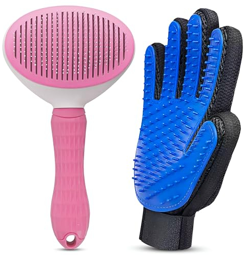 SALVAYRO Cepillo Quitapelos para Gatos y Perros + Guante de Aseo de Silicona - Kit Completo para Mascotas | Elimina Pelo Suelto, Reduce la Caída y Mejora el Bienestar - Incluye Bolsa y Guía Digital.