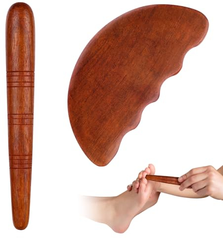 ACWOO Wooden Massage Sticks, 2PCS Wooden Acupressure Pen Reflexology Stick Trigger Point Guasha Massager Tool, Foot Hand Acupoint Pen Thai Massage Tools for Men Women Body Feet Muscle