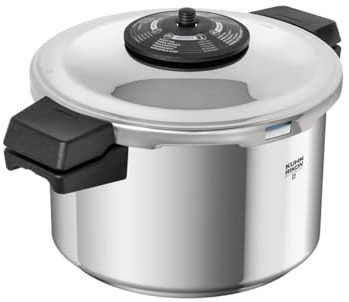 Kuhn Rikon Olla a presión Duromatic Neo 5L/22cm Vaporera de alimentos con agarres laterales. Olla de cocción múltiple con tapa de bloqueo automático. Olla de acero inoxidable. Olla de cocción