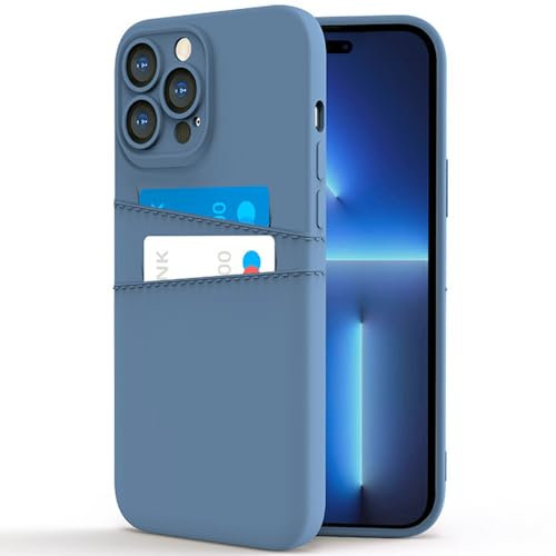COBATREE Wallet Case for iPhone 15 Pro Max,Silicone Case with 2 Card Holder Slim Flexible TPU Shockproof Protective Phone Cover with 2 Card Slot Wallet Case for iPhone 15 Pro Max 6.7 inch-Dark Blue