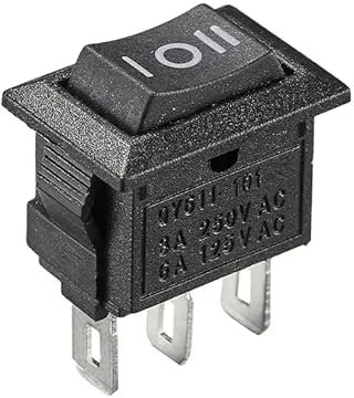 Mini-Wippschalter 9x13mm, Umschalter, 3-pin 250V 3A AC/DC, (6V 9V 12V 24V 125V) schwarz rechteckig, 3 Polig EIN/AUS/EIN