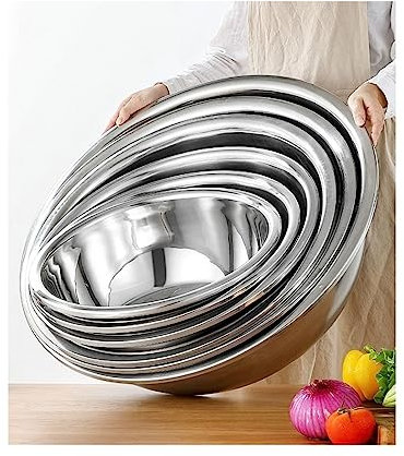 XDAWQP 304 Stainless Steel Salad Bowls Mixing Bowls Pots And Pans 6 Piece Set Cooking Baking Nesting Bowls Soup Bowls Serving Trays Cookware 36-60Cm，