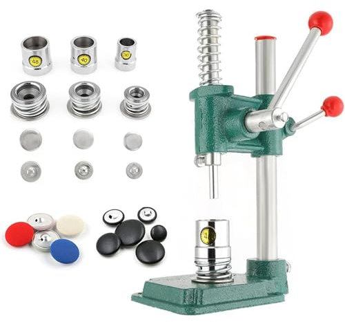 DIY Button Maker Kit, Round Fabric Button Pressing Machine with 3 Molds (18, 25, 30mm), 300 Button Supplies, DIY Handmade Fabric Covered Button Tool for Clothing, Accessories, Bags