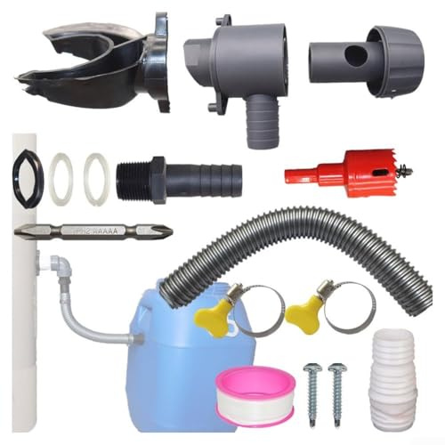 ComfyHarbor Regenwassersammler Fallrohrsystem, mit flexiblem Schlauch 50/100 cm, für Dachentwässerung, PVC, Regenumlenker-Set, mit Installationszubehör, grau (50 cm)