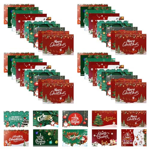 ZSUIQIN 50 Pezzi Cartoline di Natale, pour Noël, Anniv & Fêtes Hivernales