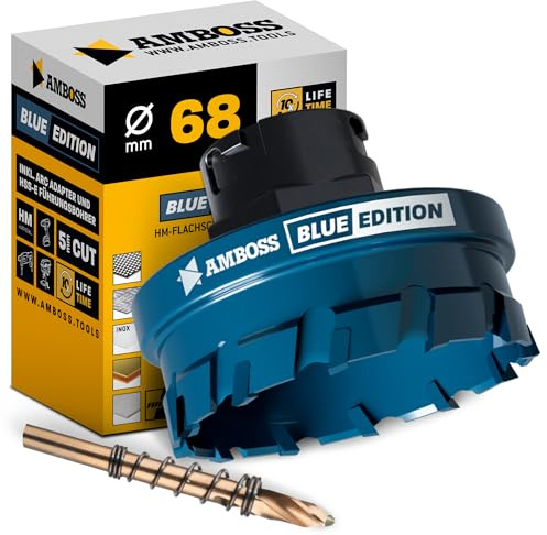 Flachschnitt Lochsäge Ø68 mm BLUE EDITION HM Hartmetall - für Stahl, Edelstahl, NE-Metalle, Alu Dibond - ARC Schnellwechsel, präzise Flachschneiden bis 5 mm Tiefe