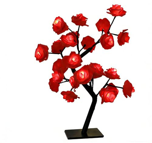 XVICO USB Rosenbaum Tischlampe LED Verstellbare Ästen Blumenbaum Leuchte | Sanftes Warmes Licht einfache USB‑Versorgung stimmungsvolle Atmosphäre für Hochzeit Valentinstag Party Wohnzimmerdekoration