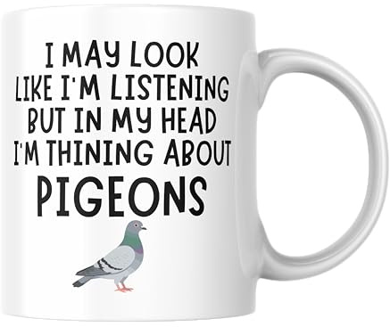 Cheeky Chops Funny Pigeon Mug for Bird Lover BSMUG07 | Humour Design, I May Look Like I'm Listening, Men Women Husband Uncle Coffee Cup,