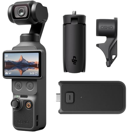 DJI Osmo Pocket 4 Family Combo, Pocket Gimbal Vlog Camera With Battery Handle & Mini Tripod, 1″ CMOS & 4K/240fps, 3-Axis Stabilization, 2× Lossless Zoom, 107GB Built-in Storage, 2 Rotatable Screen