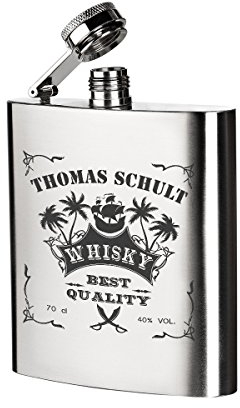 polar-effekt Edelstahl Flachmann mit Personalisierte Gravur - Schnapsflasche 200 ml - Geschenkidee für Männer und Frauen Geburtstagsgeschenk - Motiv Piratenschiff