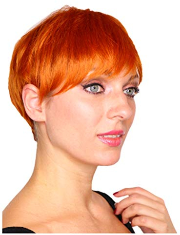 Prettyland Damen Herren kupfer-orange Rot-Orange Kurzhaar-Perücke Stufen-Schnitt Glatt Pixie kurz Wig C643