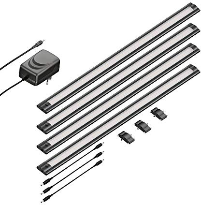 ledscom.de LED Unterbau-Leuchte SIRIS schwarz matt, flach, je 50cm, je 531lm, warm-weiß, 4er Set