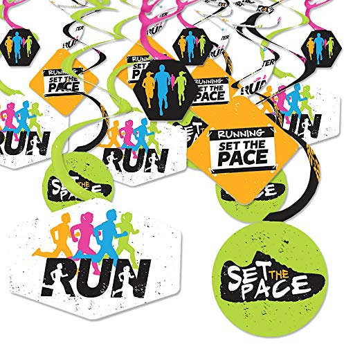 Big Dot of Happiness Set the Pace - Running - Track, Cross Country or Marathon Party Hanging Decor - Party Decoration Swirls - Set of 40