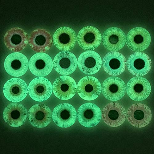 10 Pairs 16mm Glow in the Dark Glass Round Pupil Eyes Zombie Eyes Round Dome Glass Cabochons Flatback for DIY Craft Clay Eyes, 16mm