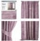 AmeliaHome Set Vorhang H 270 x B 140 cm mit Raffhalter 54 x 10 cm Velvet Optik Erikafarben 1 St. Kräuselband Wellenband Samt Halbverdunkelungsvorhang Fensterdekoration Dekoschal Dekorvorhang