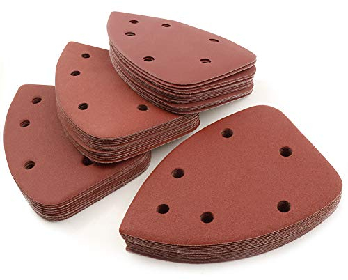 Mouse Detail Sander Sandpaper, Black and Decker Mouse Sander Pads, Hook and Loop Triangle Sandpaper Each of 15 Sheets for Assorted 180/240/320/400 Grits with 6 Holes by SANJIAN