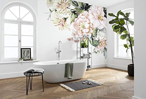 Komar Vlies Fototapete Nasrin - Wohnzimmer, Schlafzimmer, Rosen, Blüten, Größe: 300 x 280 cm (Breite x Höhe) - 6 Bahnen - Bahnbreite 50 cm