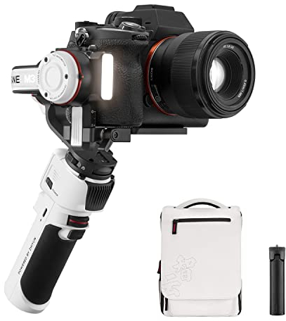 ZHIYUN Crane M3 COMBO [Ufficiale]3-Axis Gimbal Stabilizer, Stabilizzatore Fotocamera, con Luce di Riempimento, Treppiedi, Borsa Portaoggetti, per Fotocamere Azione, Fotocamera Micro Single, etc