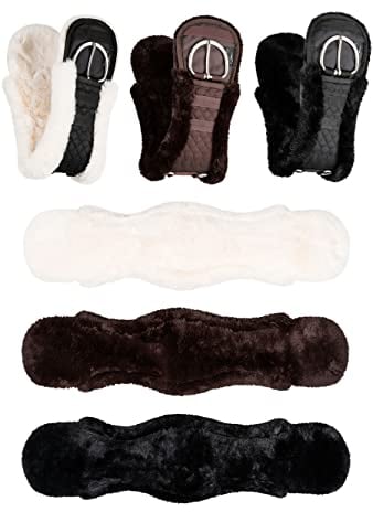 Equinate Westerngurt Classical mit synthetischem Lammfell - anatomischer Sattelgurt Western Bauchgurt 65 70 75 80 85 90cm Natur Braun Schwarz (65cm Natur)