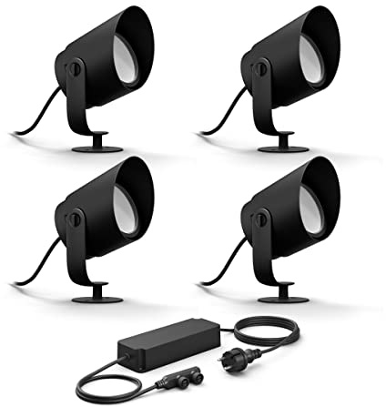 Philips Hue Lily XL Basic Set of 4 Garden Spots (Anthracite) - White and Colored Light - Includes Power Cable Garden Lighting - Hue White and Color Ambiance
