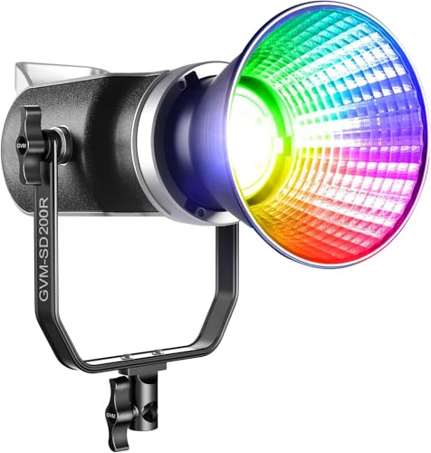 GVM 200 W RGB Lampe vidéo, éclairage COB Bicolore avec Monture Bowens et contrôle DMX, éclairage Studio pour Enregistrement de Films avec Application et 8 Effets d'éclairage, 2700K à 7500K, IRC 97+