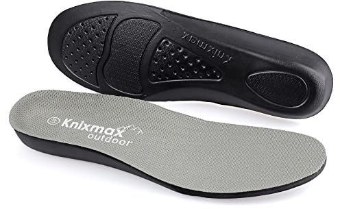 Knixmanx - Solette da esterno da donna con supporto per fascite plantare, inserti per scarpe da uomo per piedi piatti, comode per escursioni, passeggiate e corsa, colore grigio, misura 40