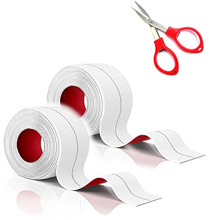 TATUNER Bath Sealant Strip, Self Adhesive Caulk Tape, Bathroom Sealant Tape, Strong Sealing Tape for Bathroom/Bathtub/Sink Corners, Waterproof, Anti Mould (White, 1.5in X 2Pcs)