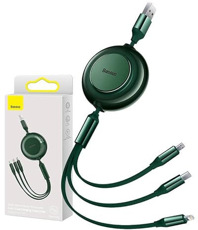 Baseus Bright Mirror 2, USB 3-in-1 Kabel für Micro-USB/USB-C/Lightning 3,5 A, 1,1 m, Grün