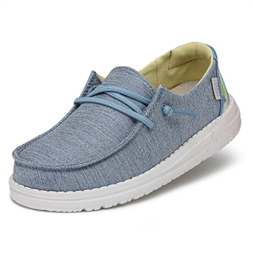 Hey Dude Wendy Youth Moc Toe Shoes, Sparkle Denim, 36 EU