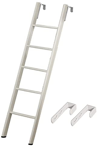 Hochbett Leiter Weiße Zwillings-Etagenbettleiter aus Metall, 150cm/59 Hohe Abnehmbare Bettleiter mit Hakenbefestigung, Home 5-stufige, Schneidbare Wohnheim-Wohnmobil-Loft-Leitern