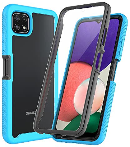 XINNI Coque pour Samsung Galaxy A22 5G Antichoc Housse avec Protège écran, 360 Degrés Full Body Etui Solide Double Face Bumper Portable Transparent Housse