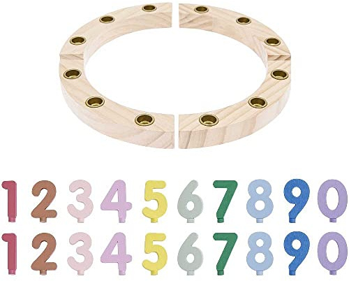 Premium Set Holzring aus Kiefernholz mit Holzzahlen, bunt