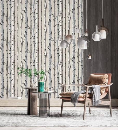 GAULAN 500680891 - Carta da parati di foglie di tronchi di alberi bosco nordico per pareti soggiorno cucina camera da letto sala da pranzo testada del letto - Campione DIN A4