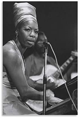 GUNDE Pianist Nina Simone Vintage-Poster, Schwarz-Weiß, Malerei, Leinwand, Wandkunst, Wohnzimmer, Poster, Gemälde, 30 x 45 cm