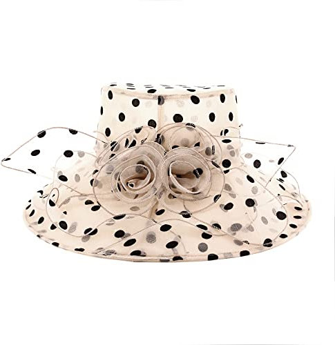 Naimo Damen Organza Hut Blumen Fascinator Hut Breite Krempe Kentucky Hüte Derby Sommerhut Brauthut Kirche Tea Party Hochzeit Sonnenhut